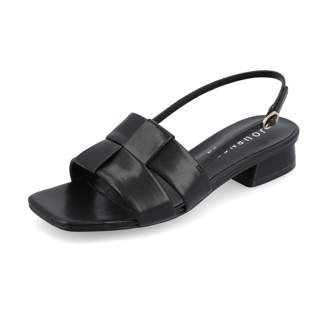 NiB Journee Women Tabatha Woven Slingback Square Toe Black Size 8 W $80 RY1290